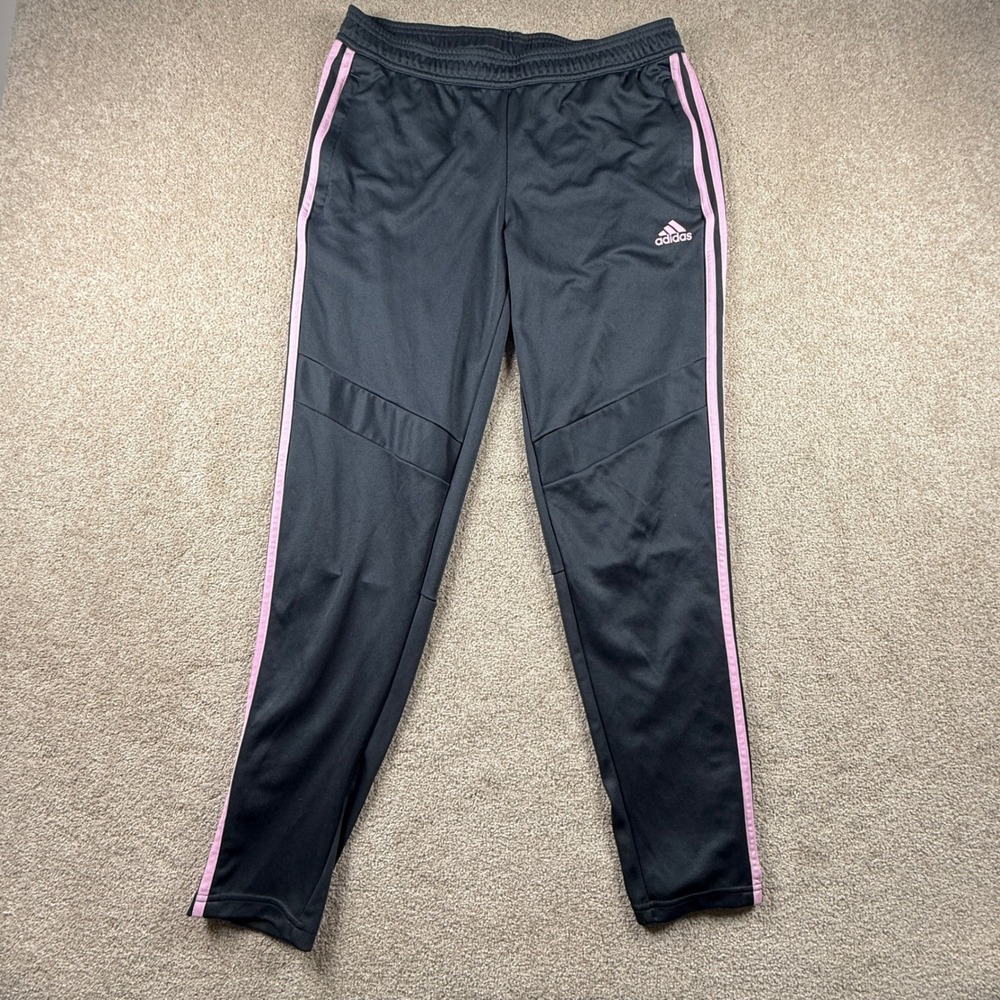 Adidas Tiro Track Pants Womens Large Black Pink Stripe Athletic Joggers 2169